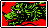 a deviantart stamp with a drawing of the head of a green eastern dragon on a red background